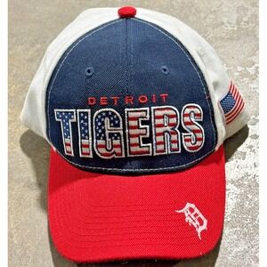 Detroit Tigers Miller Lite USA Flag Snapback Hat Red White‎ Blue OSFM